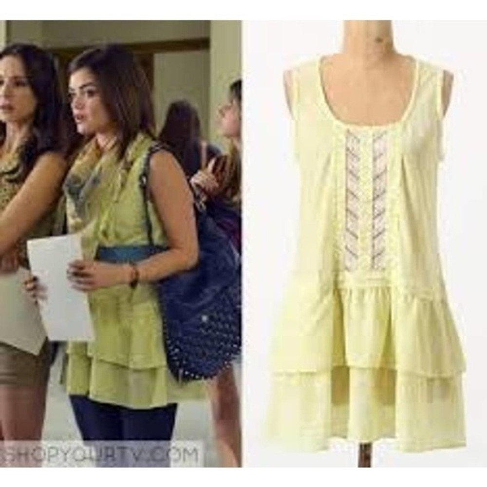 Anthropologie E by Eloise Ruffled Tiered Tunic Tank Top Green White Size XS